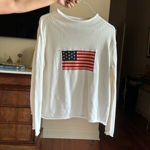Tuckernuck size medium American flag sweater minimal stains in pilling